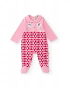 Бархатный розовый комбинезон для малышей с рисунком лица и сердечек Tuc tuc