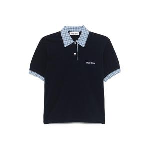 Поло с эффектом многослойности MIU MIU, синий