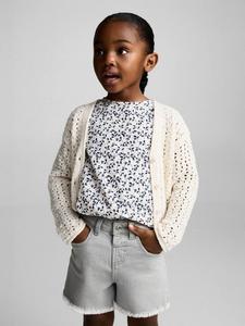 Детские хлопковые шорты с потертостями Mango, Open Grey