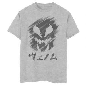 Футболка для мальчиков 8–20 лет с изображением кандзи «Marvel Venom» и мазками кистью для мальчиков Marvel