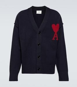 Кардиган Ami de Cœur из натуральной шерсти Ami Paris, синий
