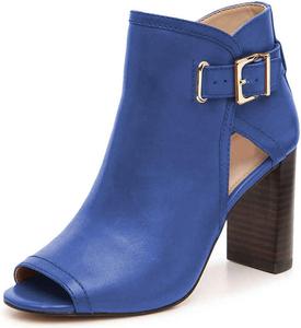Женские ботильоны YDN с высоким массивным каблуком, открытым носком, зимние ботинки с вырезами, пряжками и боковой молнией, Blue