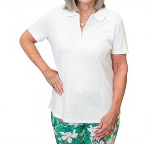 Белая вязаная поло с коротким рукавом Renuar