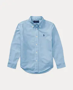 Детская рубашка Basic pinpoint oxford из хлопка Polo Ralph Lauren, светло-голубой