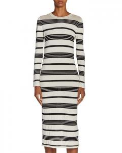 Полосатое платье миди Moncler, серый