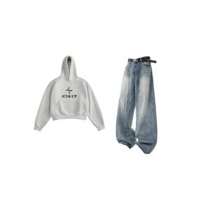 Свитшот-сет Unisex Hooded Moderate X1617, серый sweatshirt+vintage синий jeans