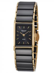 Regent Женские часы, нержавеющая сталь, позолота/черная керамика