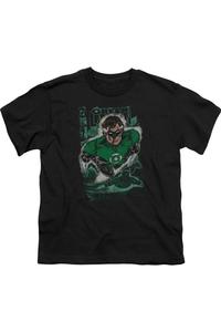 Лига Справедливости Америки Грин Лантерн #1 Дистресс Детская футболка Gildan, черный