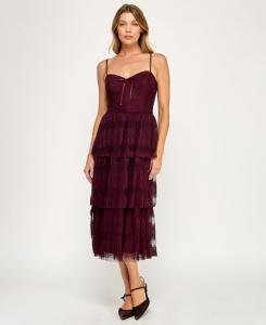 Детское кружевное трехъярусное платье без рукавов Trixxi, Red