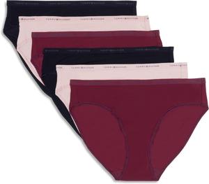 Комплект из 6 женских микро-бикини с логотипом Tommy Hilfiger, Windsor Wine/Balanced Beige/Black