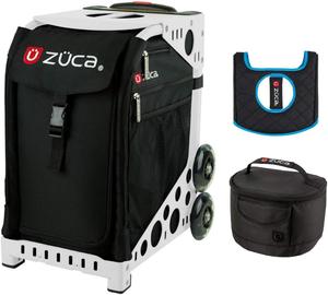 Спортивная сумка-вкладыш ZZuca (черная), спортивная рама (белая), ланч-бокс и подушка для сиденья