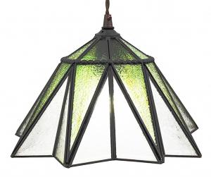 Подвесной светильник Clayre & Eef Tiffany Ø 31x107 см, зеленое стекло, металлический шестигранник Clayre&Eef, зеленый
