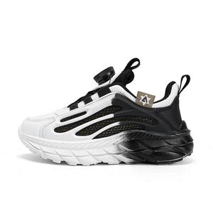 Легкие дышащие нескользящие повседневные детские кроссовки с амортизацией Wooden Rabbit, черный/белый