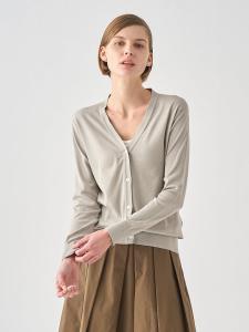 Хлопковый вязаный кардиган с V-образным вырезом и длинными рукавами | YASMIN | 30G, современный крой