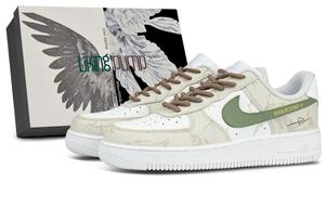 Nike Кроссовки Air Force 107 с амортизацией, износостойкие, увеличивающие рост, низкие, для скейтбординга, унисекс, белые, зеленые