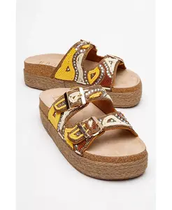 Сандалии Bobby на платформе с отделкой из соломы и бисером (женские) Prologue Shoes