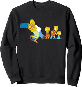 Толстовка с изображением Гомера, бороды, Лизы и Мэгги из мультфильма «Симпсоны» (черная) The Simpsons