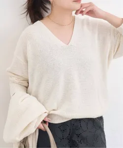 Пуловер с V-образным вырезом Tape Yarn Nuance Journal Standard, цвет Natural