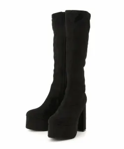 Сапоги средней длины с внутренней ребристой отделкой Lip Service, цвет Suede (Black)