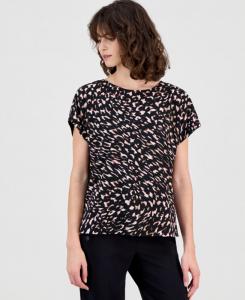 Женская футболка с коротким рукавом, выполненная в смешанной технике Anne Klein, Anne Black Multi