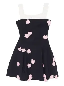 Мини-платье с рюшами и цветочным принтом Stine Goya, синий