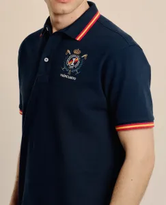 Классическая мужская поло из пике с коротким рукавом Valecuatro, темно-синий