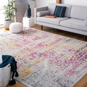 Ковер SAFAVIEH, 275 x 366 см, коллекции Evoke - Ivory & Fuchsia, дизайн Oriental Distressed, не линяет и прост в уходе, идеален для помещений с высокой проходимостью в гостиной, спальне (EVK256Q)