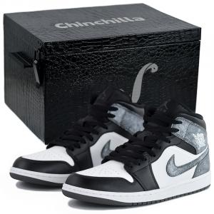 Jordan Кроссовки Air 1 Mid Top Vintage баскетбольные унисекс черно-белые в подарочной упаковке, цвет Black White-Gift Box 01