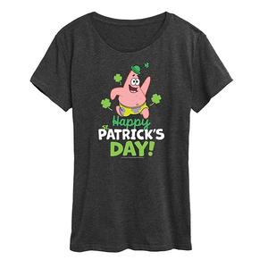 Женская футболка Spongebob Squarepants Happy St Patrick's Day Nickelodeon, Heather Charcoal