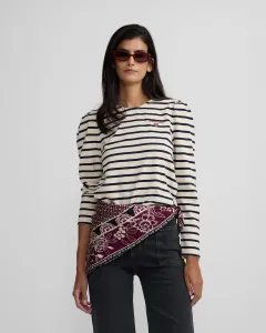 Женская футболка с пуговицами, в полоску, темно-синяя и светлая Silbon