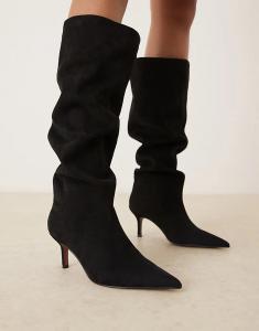 Женские сапоги ASOS DESIGN Cydney из искусственной замши на каблуке, черный