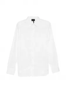 Рубашка с вышитым логотипом EMPORIO ARMANI, белый
