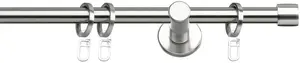 Карниз indeko "Consul 20", 1 направляющая, желаемая длина, полный комплект, включая кольца и крепежный материал 450 см, Ø 20 мм, цвет edelstahlfarben