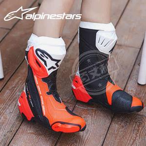 ALPINESTARS PROTECTS Мотоциклетные ботинки для езды, профессиональные гоночные ботинки, противоударные мотоботинки, Fuji Mountain SUPERTECH R черные белые флуоресцентно-красные [перфорированная вентилируемая модель], размер 37