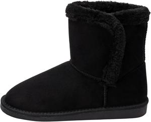 Зимние женские ботинки Alpine Swiss Mindy, Короткие ботинки с искусственной овчиной, Теплые и удобные из микрозамши, Противоскользящая подошва, Стильная обувь для осени и зимы, черный