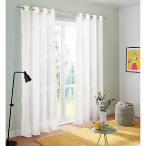 Моя домашняя штора Malin с люверсами, 2 шт., полупрозрачная, комплект из 2 штор My Home, кремовыйово-белый