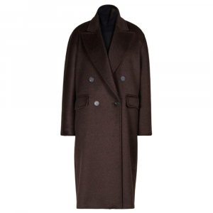 Maxmara Женское пальто с коричневыми лацканами, умеренно прямой крой