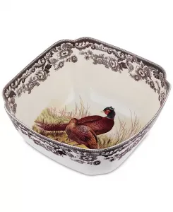 Квадратная сервировочная миска с изображением фазана из леса Spode, brown