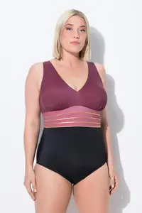 ULLA POPKEN Женский купальник с золотой окантовкой, мягкими чашками, V-образным вырезом, из переработанного материала