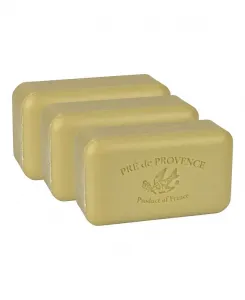 Увлажняющее французское мыло Pre de Provence, 150 г, четырехкратное измельчение, стойкая, увлажняющая, богатая, кремообразная пена (набор из 3 шт.) European Soaps, verbena