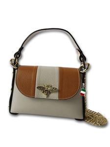 Кожаная сумка через плечо Florence бежевая, коричневая примерно 19 см Florence