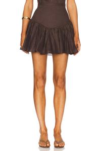 Мини-юбка из льна Amorette Bardot, chocolate