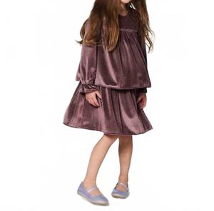 Плиссированное металлизированное платье с рюшами в цвете сливы Deux par Deux, Prune