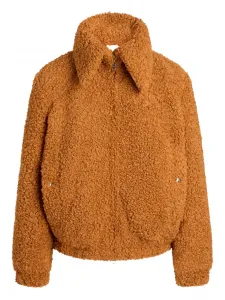 Бомбер из искусственного меха  с высоким воротником PATOU, коричневый