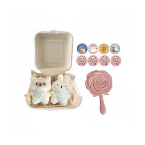 Плюшевый кулон котенок кролик с едой и писком высота 8см LALABABY