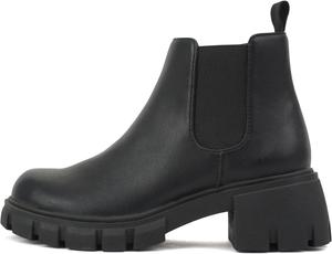 Ботильоны Soda PIONEER-2 для детей/девочек с низким каблуком и подошвой Lug, стильные челси с двойной эластичной вставкой, Black Pu