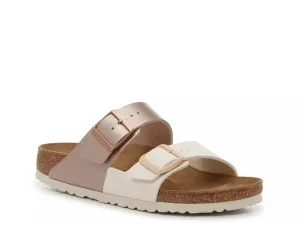 Сандалии Birkenstock Arizona — женские, розово-золотой металлик/белый