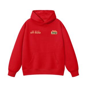 Толстовка с капюшоном утепленная для школьников Jeep, new year красный fleece-lined