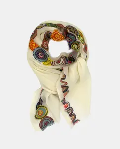 Шерстяной платок с узором или вышивкой Storiatipic, бежевый