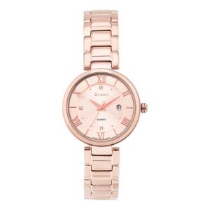 Часы CASIO Waterproof SHEEN Stainless Steel Strap Quartz Sapphire Crystal Rose Gold Analog, розовый